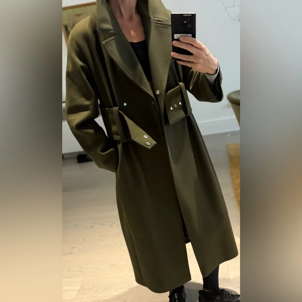 Olive Green Belted wool long coat H&M Studio - Picture 8 of 8